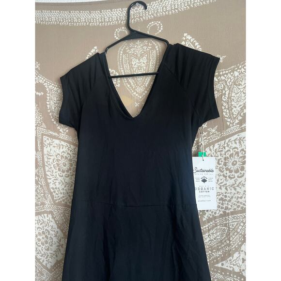 NWT Pact Black Cotton Helena Criss Cross Back Mini Dress - Picture 3 of 5